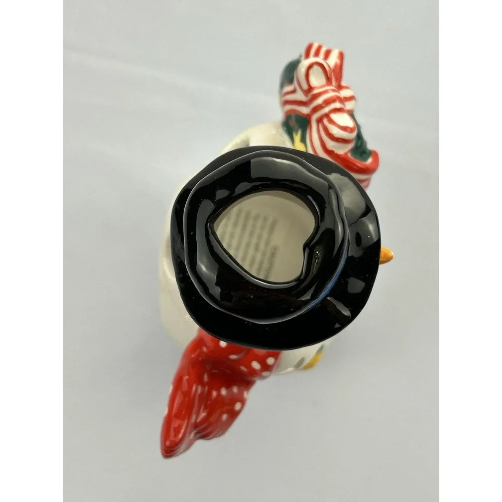 Ceramic Snowman Tealight Candle Holder Christmas Wreath Glitter Luminary 7